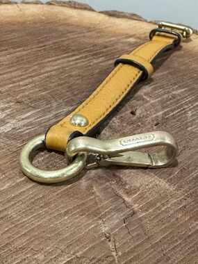Coach Brass Snap Hook Key Fob with Yellow-Tan Leather